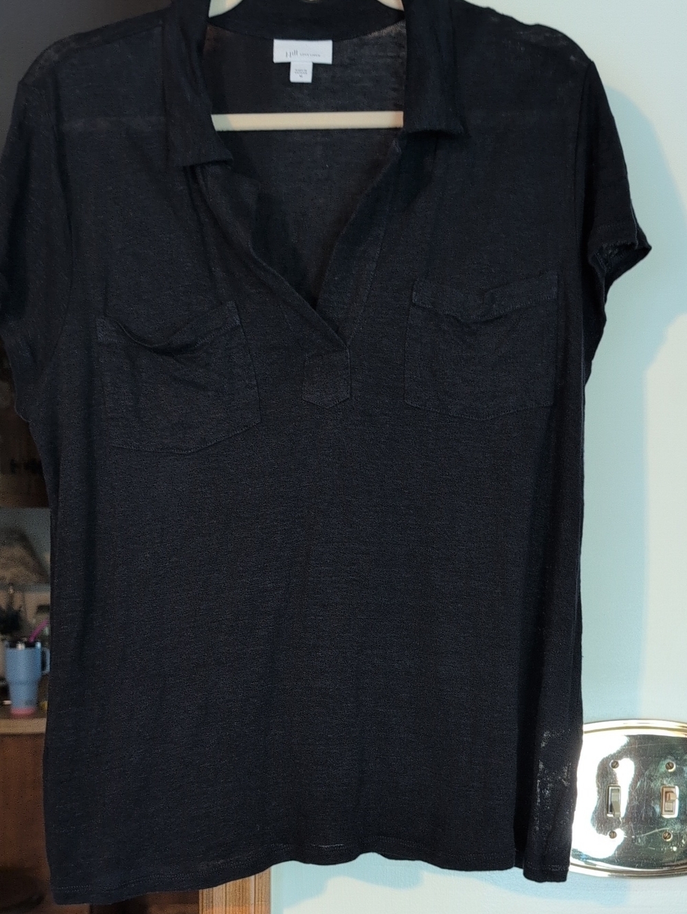 J Jill  Navy Short-Sleeve V-Neck Polo Tee